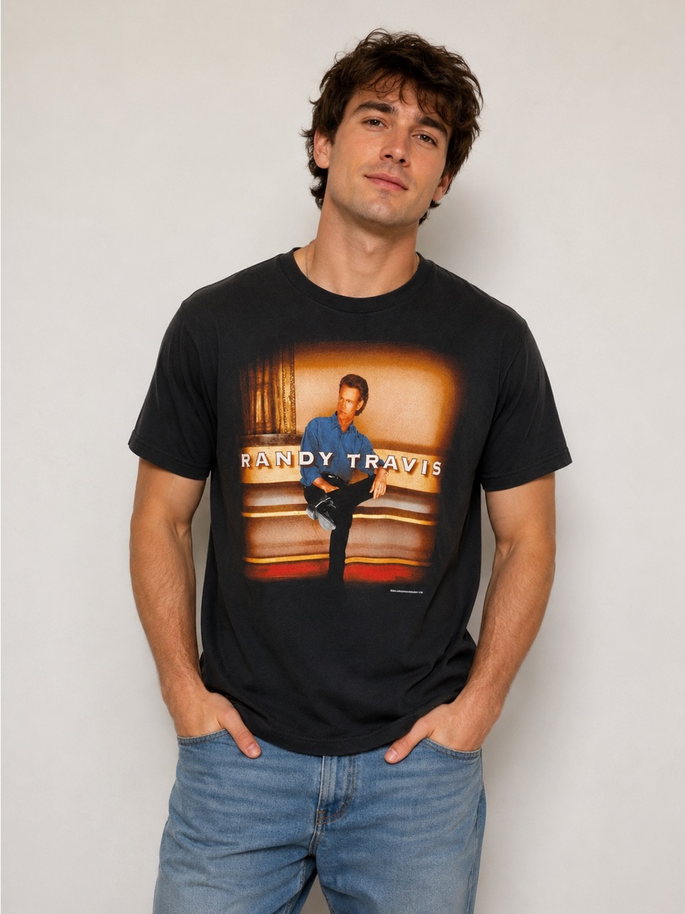 Vintage Randy Travis Tour 2003 Concert T-Shirt Men’s Medium Black M&O Country